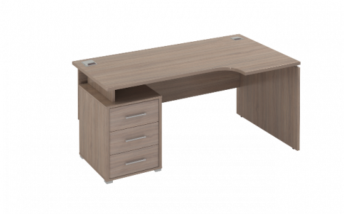 ОМЕГА СВ19.21 Стол ПРАВЫЙ эргономичный с тумбой 1600х900(700)х745 (СВ15+СВ16+СВ73) (Честерфилд свет)