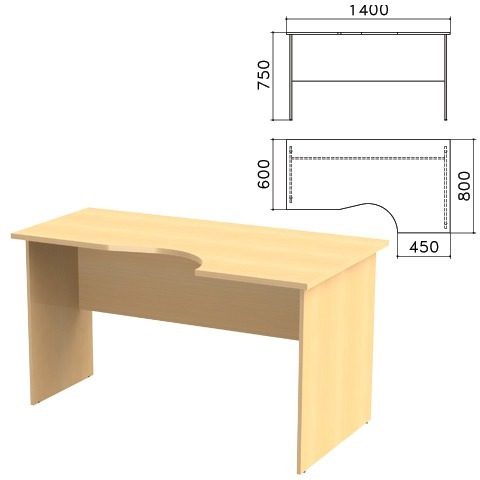 КАНЦ СК 30.10 Стол криволинейный 1400х800(600)х750 правый бук