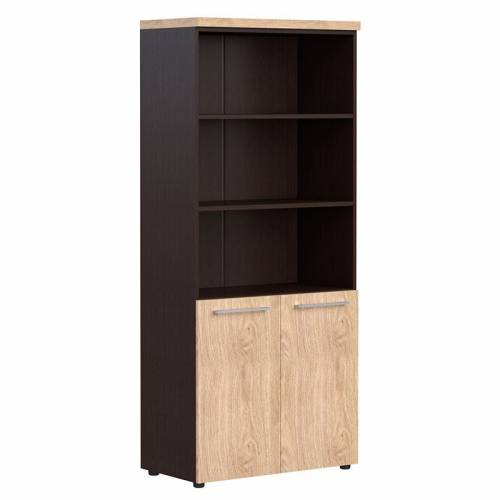 ALTO АНС 85.7 Шкаф с малыми дверьми и стеклом, Дуб Девон/Венге Магия 850х456х1969