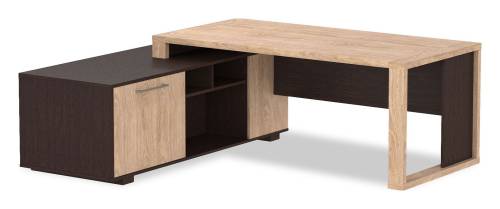 ALTO ACT 2118L Стол руководителя с тумбой, Дуб Девон/Венге Магия 2100х1800х750,(АST189-1;ACT2118(L)