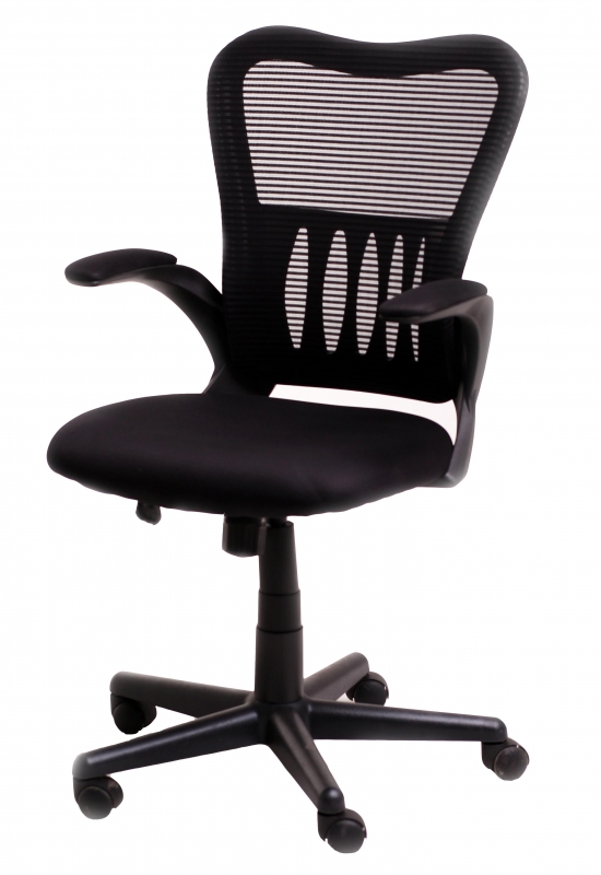 Кресло офисное НLC-0658F черная ткань,120 кг, крестовина и подлокотники чёрный пластик