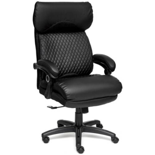 Кресло TETCHAIR CHIEF кож/зам/ткань, черный/черный стеганный/черный, 36-6/36-6