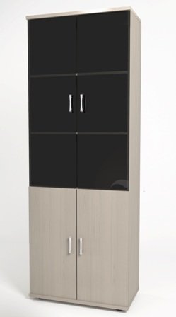 МОНОЛИТ КМ 20.15 Шкаф высокий с тон.стеклом (ШМ44.15+ДМ41.15х2+Дм43х2+ФС02х2),740х390х2050,дуб молоч