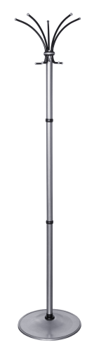 Вешалка напольная Бюрократ Класс (Ц) ТМ 605/ALUMINIUM серебристый основание круг наконечники черные