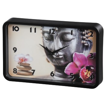 Часы настенные аналоговые Hama Buddha Flower черный,325x205x42мм