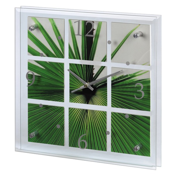 Часы настенные Hama Palm Leaf аналоговые green 30х30см стекло