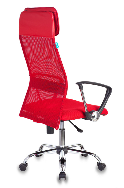 Кресло руководителя Бюрократ KB-6N красный TW-35N TW-97N сетка/ткань с подгол крестовина металл хром