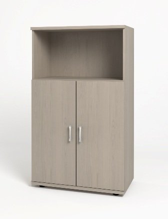 МОНОЛИТ КМ 12.15 Шкаф средний (ШМ51.15+ДМ41.15х2), 740х390х1220, одна открытая полка, дуб молочный