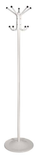 Вешалка напольная Бюрократ CR-001/WHITE белый основание круг наконечники черный крючки двойные	