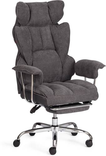 Кресло TETCHAIR Comfy CR ткань, серый, подставка для ног