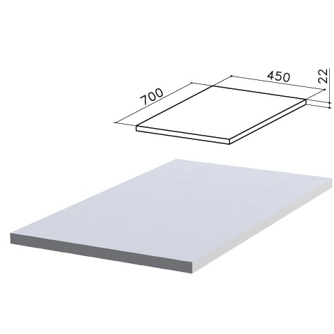 МОНОЛИТ ТМ 03.11 Топ к тумбе приставной 450х700х22, серый МОНОЛИТ ТМ 03.11 Топ к тумбе приставной 450х700х22, серый