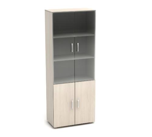 КАНЦ К 2.15 Шкаф высокий со стеклом(ШК31+ДК32Х2+ДК35Х2+ФСЩ4Х2) 700х350х1830 Дуб молочный