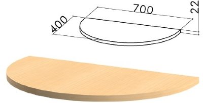 МОНОЛИТ ПМ 34.15 Приставка 700х400х22 дуб молочный