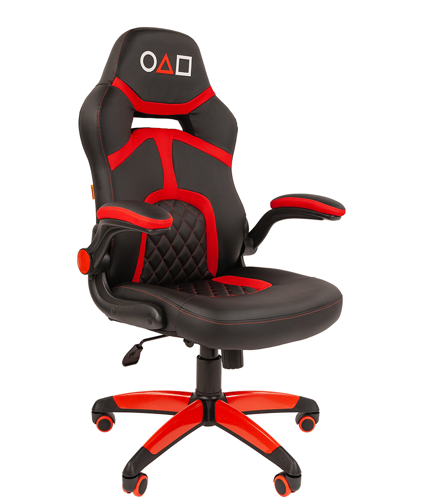 Кресло игровое CHAIRMAN GAME 18 SQUID, черн/красный, экокожа, крестовина пласт 120 кг.
