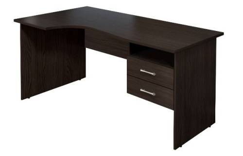 МОНОЛИТ КМ 76.14 Стол криволинейный с тумбой (СМ 5.14 + ТМ 11.14), левый 1400*900(700)*750 венге