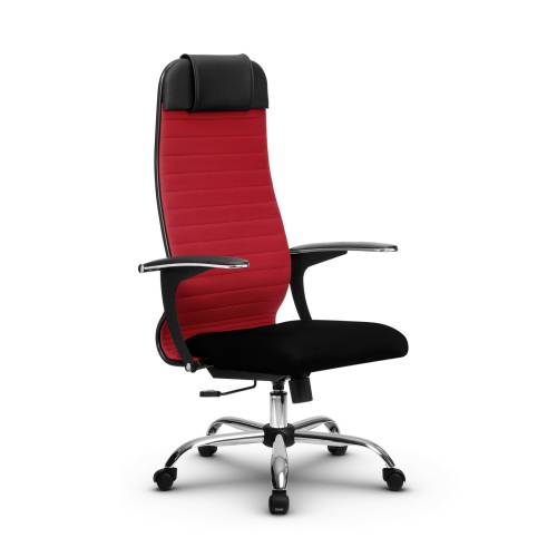 Кресло Metta B 1b 11/U158 (Сетка X1 Красный/Сетка обив. Черный) основание хром (2 места)(17833)