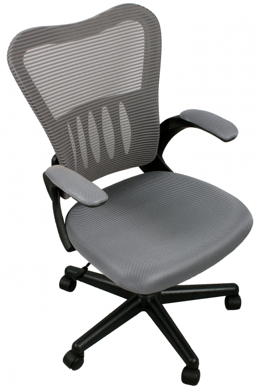 Кресло офисное НLC-0658F Серая ткань, сетчатый акрил, 120 кг, крестовина и подлокотники чёрный плас