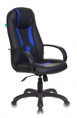 Кресло игровое Бюрократ VIKING-8, BL+BLUE черный, синий искусственная кожа