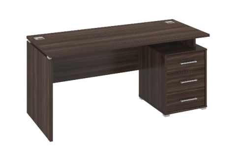 ОМЕГА СВ 6.26 Стол прямой с тумбой (СВ3+СВ4+СВ73), ЛДСП 25 и 16 мм, 1600х700х745,честерфилд темный