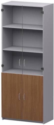 2553, Шкаф со стеклом «Бюджет» а цвет: Орех Онтарио, Размер (ВхШхГ):1810х716х349 мм