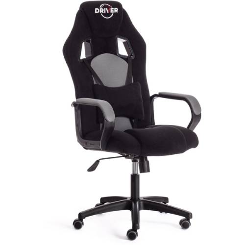 Кресло TETCHAIR DRIVER (22) флок/ткань, черный/серый, 2603/TW-12
