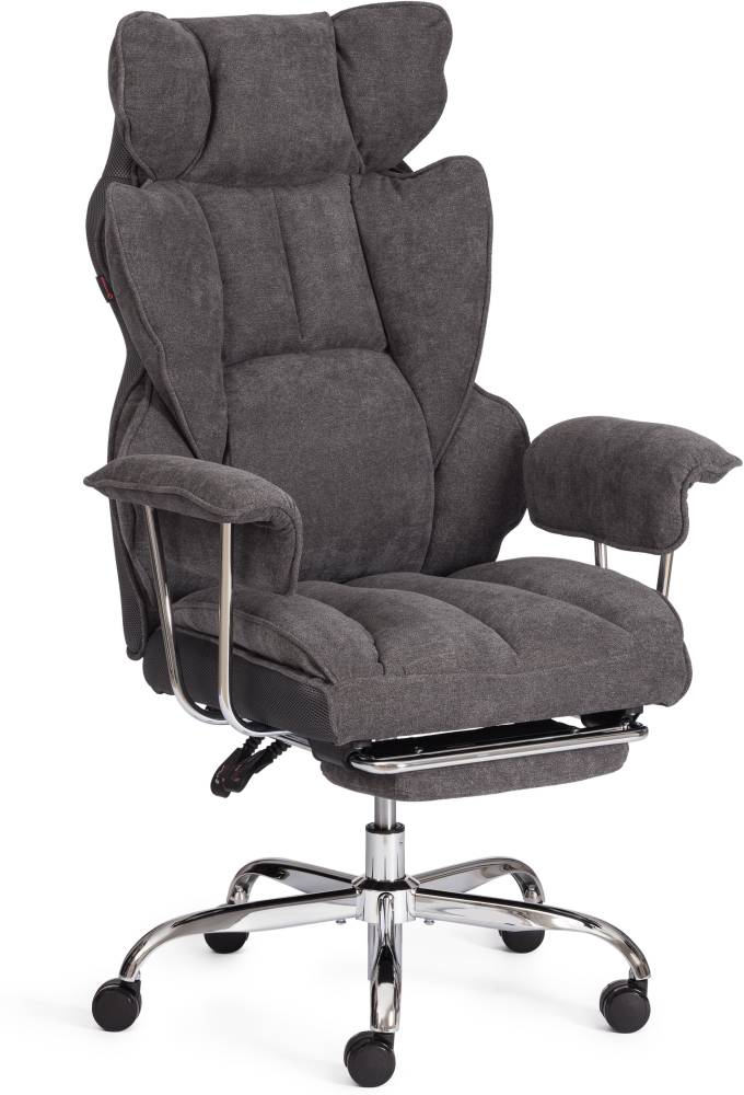 Кресло TETCHAIR Comfy CR ткань, серый, подставка для ног