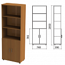 МОНОЛИТ КМ 1.3 Шкаф высокий (ШМ44.3+ДМ41.3х2),740х390х2050, орех, три открытых полки