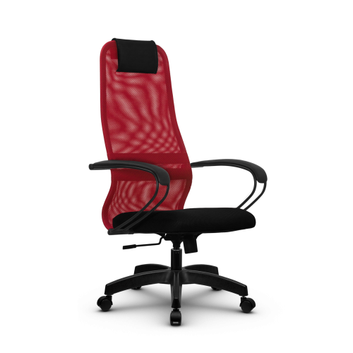 Кресло Metta SU-BK130-8 Красный/Черный,основание пластик,черный молдинг и подл,ткань сетка (2 места)