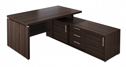 ВЕКТОР КВ6.26 Стол с тумбой  1800*1800*770, ЛДСП 48 и 16 мм, честерфилд тёмный