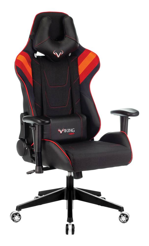 Кресло игровое Бюрократ VIKING-4 AERO черный/красный две подушки  искусст.кожа/ткань