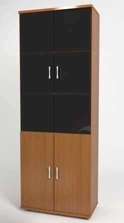 МОНОЛИТ КМ 20.3 Шкаф высокий с тонир стеклом(ШМ44.3+ДМ41.3х2+ДМ43х2+ФС02х2),740х390х2050 орех Гварне