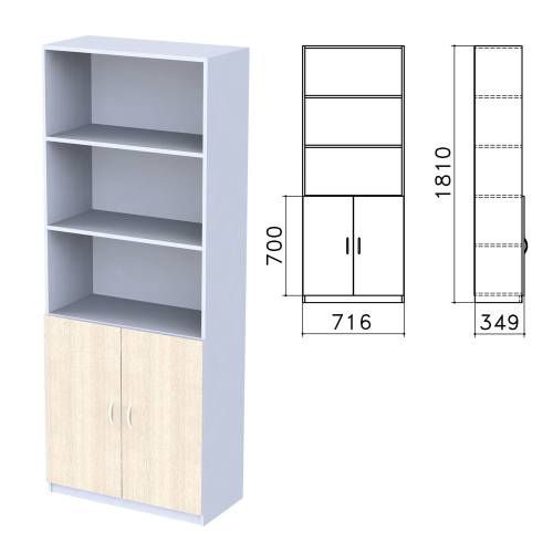 2552, Шкаф полузакрытый «Бюджет», цвет: Дуб шамони светлый,Размер (ВхШхГ):1810х716х349 мм