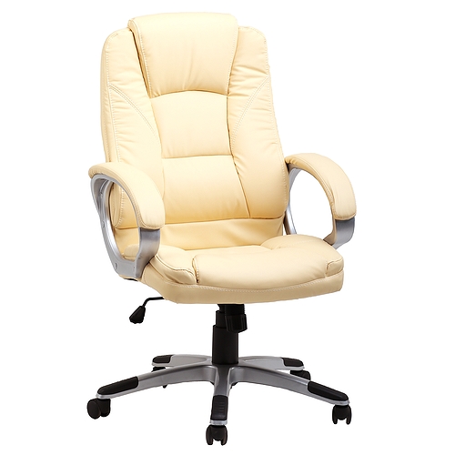 Кресло офисное COLLEGE BX-3177, бежевый, экокожа,120 кг, подлокотники пласт/кожа, крест.