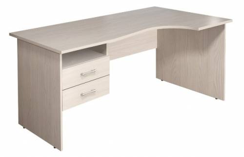 МОНОЛИТ КМ 77.15 Стол криволинейный с тумбой(СМ6.15+ТМ11.15),правый, 1600х900(700)х750, дуб молочный