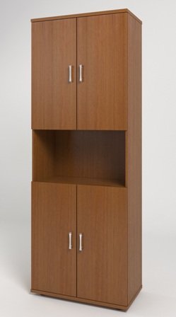 МОНОЛИТ КМ 6.3 Шкаф высокий (ШМ 44.3+ДМ 41.3 х4),740х390х2050 орех, одна открытая полка