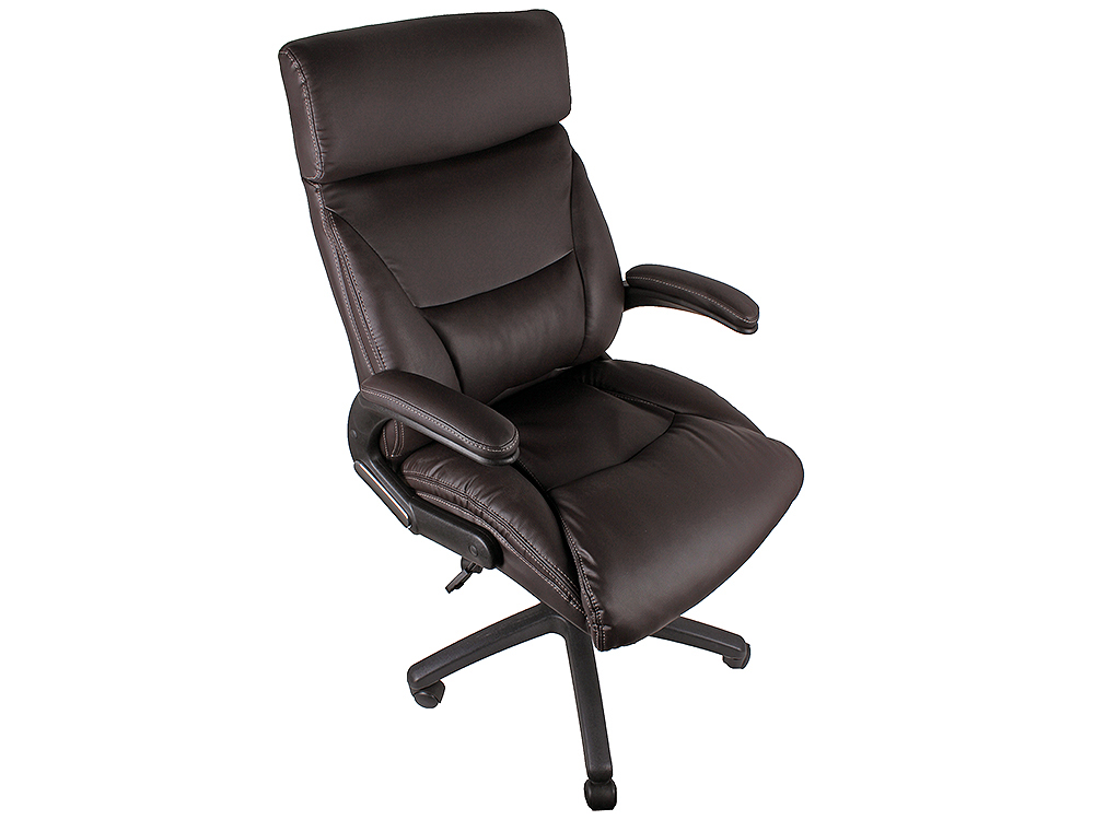 Кресло офисное НLC-0383-1, экокожа корич,120 кг, крестовина и подлокотники пластик