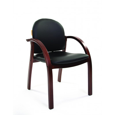 Кресло CHAIRMAN 659 экокожа Terra, черная, ножки тёмный орех