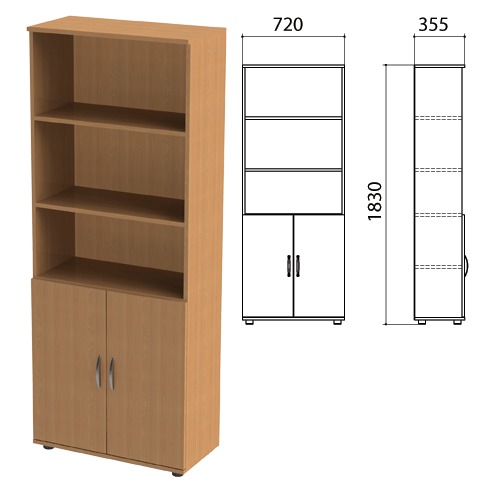 КАНЦ К1.10 Шкаф высокий 3-открытые полки (ШК31+ДК32х2),700х350х1830, бук
