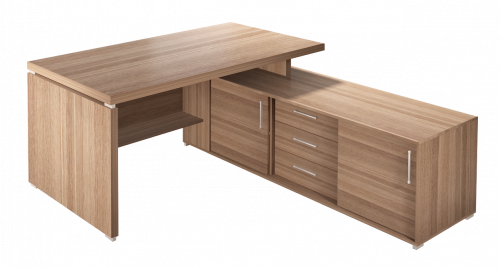 ВЕКТОР КВ5.21 Стол с тумбой 1600*1800*770, ЛДСп 48 и 16 мм, честерфилд светлый