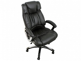 Кресло офисное Н-8766L-1, экокожа чёрная,120 кг, крестовина и подлокотники хром