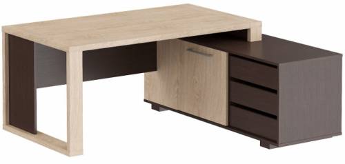 ALTO ACT 1716 Стол руководителя с тумбой, правый, Дуб Девон/Венге Магия 1750х1600х750