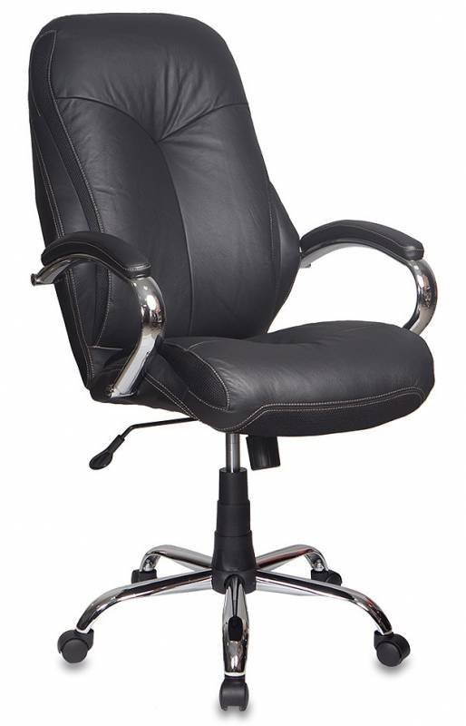 Кресло руководителя Бюрократ Т-9930SL, хром (кожа,цвет чёрный)